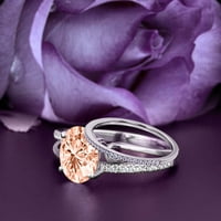 Prekrasna Art Nouvea 2. Karat Ovalni rez Morgatit i dijamantni prsten za uključivanje stila, vjenčani