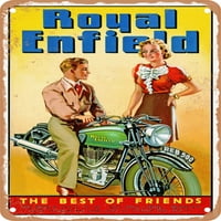 Metalni znak - Royal Enfield najbolji prijatelji Vintage ad - Vintage Rusty Look