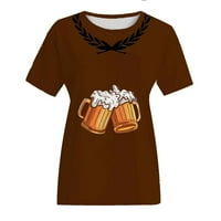 Žene smiješno pivo Ispiši majice Casual Basic kratkih rukava Crewneck vrhovi Slim Soft Workout Bluuses