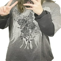 Žene Gothic lažno-dvije košulje Y2K vintage grafički dugi rukav Grunge vrhovi padajuća proljetna teen