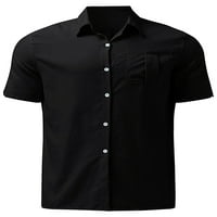 Bomotoo muškarci vrši majicu remel vrat majica Down majica Slim Fit bluza za odmor ljetne košulje crne s