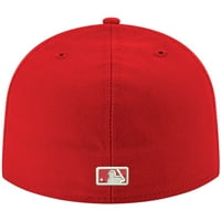 Muška nova era Red Miami Marlins Bijeli logotip 59fifty ugrađeni šešir