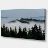 Dizajnerska umjetnička tamna stabla i magla preko planinskih pejzaža Fotografski otisak na zamotanom platnu