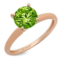3.0ct okrugli rez Zeleni prirodni peridot 18K ružičasto zlato Angažovane prstene veličine 6.5