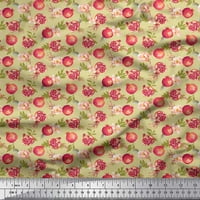 Soimoi Beige modalna satenska tkanina cvjetna i pamegranata plodova Ispis tkanine sa dvorištem široko