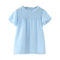 Djevojčica dječaka THIRTS ruffle s kratkim rukavima okrugla vrata labava bluza Ljeto pune boje casual tee vrhova veličine BU2