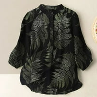 Ženski bageri i bluze posteljina pamučna plus veličina cvjetni ispis casual labavi osnovni tunici na