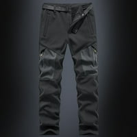 Amidoa Muškarci Solid Ležerne prilike, Zip Multi-džepne ravne pantalone za kargo plus pantalone veličine