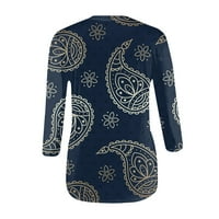 Bazyrey Womens Ljetni vrhovi gradijentni ispisani bluza Ženska okrugla vrat Ležerne rublje Labave tuničke majice Plava m
