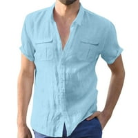 Musko casual majica sa čvrstim vrhovima Dvostruki džep kratki rukav elegantna košulja na odvlačiva košulja