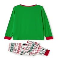 Obiteljski set za noćne odjeće, pismo Santa Claus Ispis O-izrez dugih rukava + cvjetne duge hlače za djecu odraslih