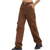 Teretne pantalone za žene Radne hlače Žene Solid pantalone Hipi Panke pantalone Streetwear Jogger džep labavi kombinezon duge hlače smeđe xl