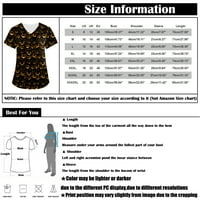 Ženski bluze Ženski Halloween Tiskanje kratkih rukava V-izrez V-izrez Radni džep bluza Ginger L
