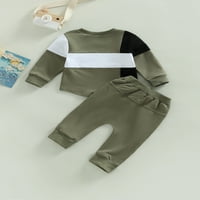 Toddler Baby Boy Jesen Zimska odjeća Boja blok pulover Duks Top Solid Hlače Postavite duks povremene odjeće