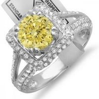 2. Carat 10k bijeli zlatni krug žuti i bijeli dijamantski halo HALO stil