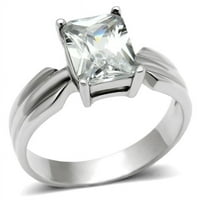 Žene visoko polirani prsten od nehrđajućeg čelika sa AAA CRT CZ-om jasno - veličina 6