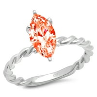 2CT Marquise Cred Crveni simulirani dijamant 14k bijeli zlatni godišnjica za angažman prsten veličine