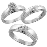 10k bijeli zlatni mens dijamantski vjenčani prsten za muškarce 0. CTTW sjajan rez širok veličine 13