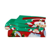 Božićni santa posteljina Poliester 3D tiskani prekrivač + jastučnice + krevetni lim set Božićne ukrase za božićne spavaće sobe - pune veličine