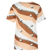Košulje za žene Leopard Stars Graphic Pismo Ispis TEE majica Classic-Fit okrugli vrat Ugodna blusa Casual