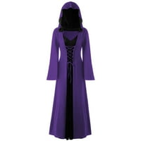Zunfeo Ženska haljina - Fit & Flare Haljina V izrez Proljeće Summer Vintage Classic Haljina Maxi Haljina Odštampane duge rukave Rukovanje Purple 6