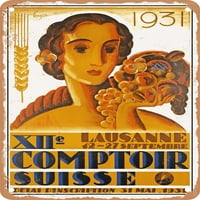 Metalni znak - XII Swiss Comptoir Lausanne Vintage ad - Vintage Rusty Look
