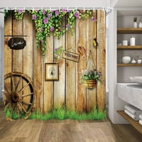 Retro drvena vrata za zavjese za tuširanje rustikalna stara vintage barska tkanina za vrata kupaonica