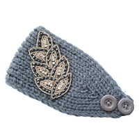 Enquiret Crochet Trake za glavu zime Listovi uzorak sa rhinestones elastično široko toplo toplije za