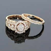 Podesite zbir modernog zrna ženskog angažovanog prstena i set za bend 1.00ctw Diamonds i 14K ružičasto zlato