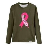 CLLIOS majice za dojke za žene ružičaste vrpce Grafičke tee smiješne dugih rukava Slatka bluza Žene poklon T majice