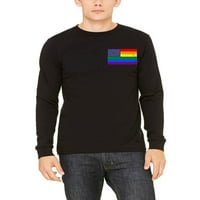 Muška prsa Rainbow US zastave Crna majica s dugim rukavima velika crna