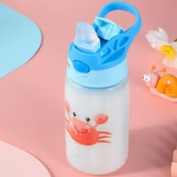 Dječja boca sa slamnom poklopcem i ručicom, jednostavna upotreba za djevojčice i dječake, BPA-free 14oz 480ml prozirni crtani uzorak prijenosni pehar