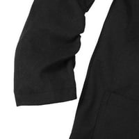Haxmnou ženski dugi kaput reverska jakna Cardigan dugačak tanak prekrivač sa džepom crni xxl