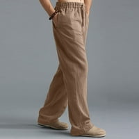 Jyeity New Fall Collection Muškarci Solid Casual Elastični pojas Pocket pamučni posteljina panela pantalone