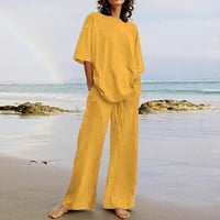 Ženske ljetne odjeće Ležerne prilike na pola rukava i elastične struke široke pantalone za noge sa dnevnim