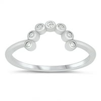 Clear kubni cirkonijski modernski rainbow prsten. Sterling srebrna pojas bijeli nakit ženske veličine
