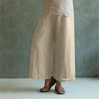 Tdoqot pantalone za žene - povremene ravne noge hlače elastirani struk Srednji struk pamuk posteljina