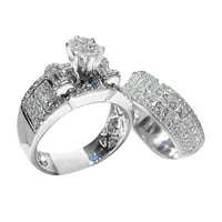 Modni sjajni cirkonski metl set nakita Žene za venčani angažman Par koji odgovara prstenovima