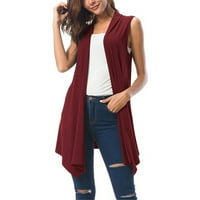 Abrigos de Mujer Fast Jackets Cardigan Craped Ženska bluza Asimetrični prsluk za hem prednji otvoreni