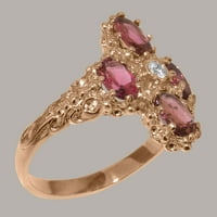 Britanska napravljena 18K ruža zlatna prirodna dijamant i ružičasti turmalinski ženski prsten iz izjave