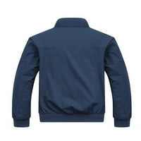 Zodanni Muška odjeća puni zip kaput sa džepovima jakna casual bomber jakne Zimska mornarica Blue XXL