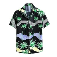 Penskeiy Men Hawaiian kratki rukav na plaži na plaži na plaži Ogrlica od tiskanih ljetnih majica bluza za žene kratki rukav Redovni fit muške cvjetne majice L Crni ljetni posao