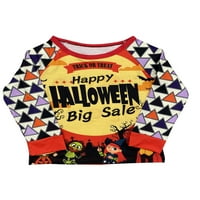 Porodica Halloween Podudaranje pidžama s trokutnim slovom Ispis dugih rukava + duge hlače roditelj-dječje odijelo