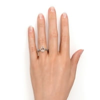 1. Carat Pear Cut Created Morgatite i Diamond Halo Art Deco Vjenčani prsten set u čvrstom 10k ružino