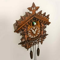 Srstrat Cuckoo Clock Tradicionalna brvnara Šumska kuća Sat Ručno izrađeni drveni zidni sat P-Endulum