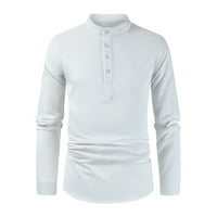 Bazyrey muške košulje Ležerne prilike dugih rukava, pamučna majica modni casual dugih rukava bijeli 3xl