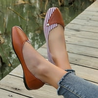 F Modni proljetni i ljetni ugodno Ležerne prilike ravne pumpe Ženske cipele s bojom podudaranje pruga Ženske ravne sandale Obuci veličine 6,5- crvena
