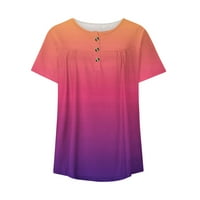 Atinetok Womens Dressing Tipke dolje cvjetne osnovne ljetne tunike Ženske bluze i vrhovi Modni kratki