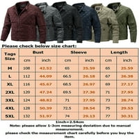 Beiwei Muškarci Poslovni jakne Prednji zip Topla jakna za bomber Muške pune boje Zimska odjeća s džepovima Khaki XL