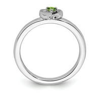 Čvrsti sterling srebrne boje peridot zeleni avgust draguljarski prsten od srca vječnosti 5
